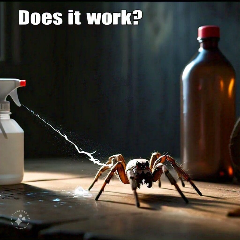 A spider on a surface with bleach being sprayed directly at i